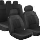 DICKIES 3-Piece Petersen Seat Covers, Vegan Leather Seat Covers for Cars, Trucks, SUVs  Black