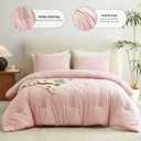CozyLux King Size Comforter Set Blush Pink, 3 Pieces Solid Comforters King Size Breathable Bedding Sets, Luxury Soft Lightweight Bed Set with Down Alternative Comforter and 2 Pillowcases All Season