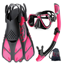Zenoplige Mask Fins Snorkel Set, Snorkeling Gear for Adults, Panoramic View Snorkel Mask Anti-Fog, Adjustable Dive Flippers, Dry Top Snorkel and Travel Bag, Scuba Gear for Swimming Snorkeling Diving Size S/M
