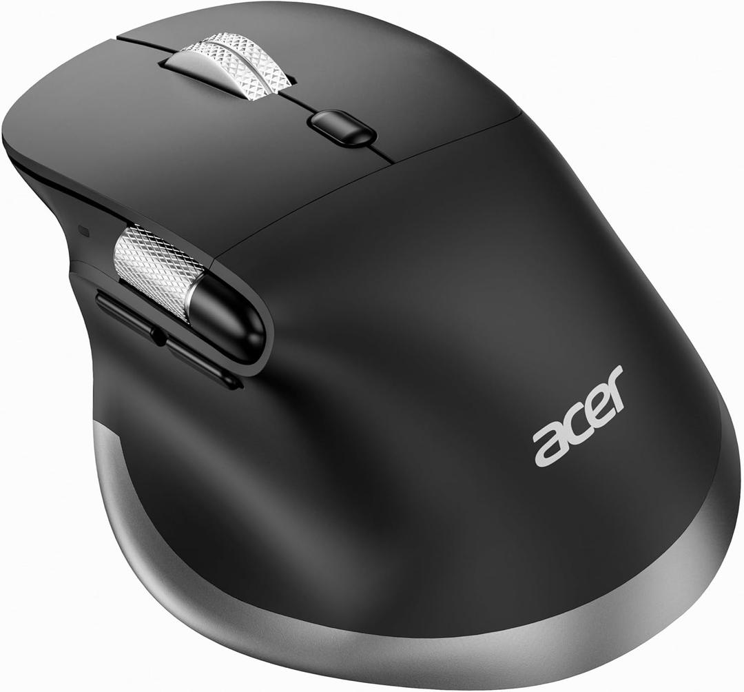 acer Ergonomic Mouse Wireless Rechargeable with Side Scroll (BT5.2+2.4GHz), Bluetooth Computer Mouse for Laptop, 6 Adjustable DPI, Office Cordless USB Mice, 8 Buttons, 4800 DPI for PC, Desktop