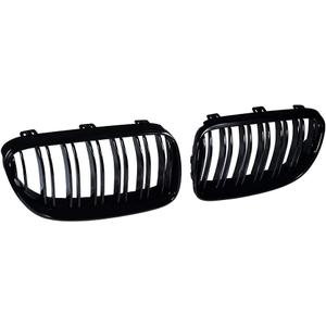 Pair Glossy Black Double Line Front Hood Kidney Grille Grill Compatible with 2011-2013 BMW E92 E93 328i 335i xDrive 2-Door