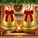 Leyndo 2 Pcs 22 Inch Giant Inflatable Christmas Balls with Bows Ornaments Outdoor Large Christmas Jingle Bells Blow Up PVC Xmas Balls for Garden Yard Patio Themed Party Decorations