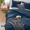 WRENSONGE King Size Comforter Sets - 3 Pieces Serenity Blue Comforter Prewashed Soft Lightweight for All Seasons,Fluffy Down Alternative Comforter King Size with 2 Pillow Shams
