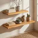 32" Live Edge Floating Shelves, Solid Elm Wood Shelf, Set of 2, 32 Inch | 2 Pack