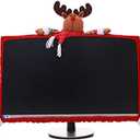 PartyYeah Cute Reindeer Monitor Cover, Elastic Decorations Reindeer Border, Laptop Computer Cover for Home Office Decor and Holiday Gift Ideas (Elk)