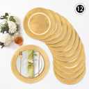 MAONAME Gold Charger Plates Set of 12, Foil 13" Plate Chargers with Beaded, Plastic Round Chargers for Dinner Plates, Table Setting