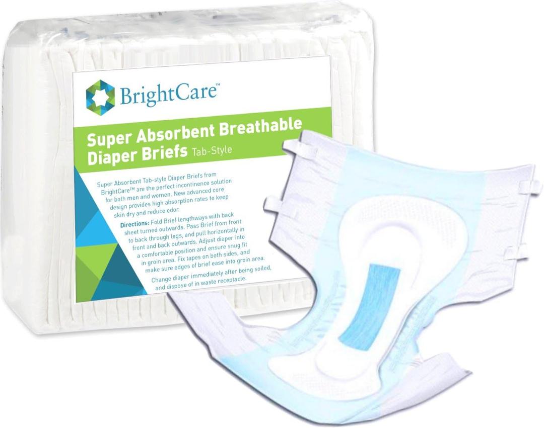 Adult Diaper Briefs, Large (40-48 Inch), Unisex, 18 Count | Breathable, Tab Style, For Incontinence