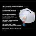3M N95 Respirator 8511, Cool Flow Valve, 10 Pack, NIOSH-APPROVED, Advanced Filter Media For Easy Breathing, Comfortable For Long Periods Of Wear, Helps Filter Pollen, Mold Spores & Dust (8511PB1-A-PS)