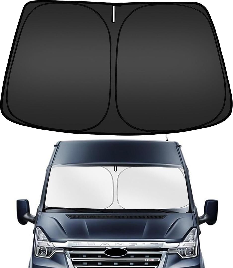 ARISMOTOR Windshield Sun Shade for Ford Transit 150 250 350 350HD 2015-2025 2026, Custom Fit Foldable Front Window Sunshade Sun Visor Protector, Block UV Rays Keep Your Car Cooler