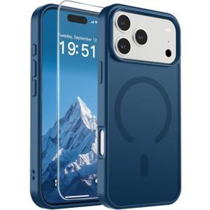 SUPFINE Magnetic for iPhone 17 Pro Max Case (Compatible with MagSafe)(Military Grade Drop Protection) Translucent Matte Shockproof with Anti-Fingerprint Phone Cover 2025,Deep Blue