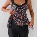 B2prity Tankini Swimsuits for Women Tummy Control Two Piece Modest Bathing Suits Floral Skirt Top with Boyshorts (M)