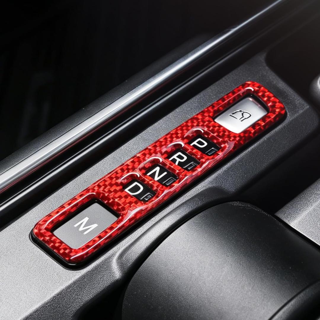 BETTERHUMZ Car Gear Shift Display Frame Sticker for Ford F150 | 2021 2022 2023 2024 2025 Carbon Fiber Center Console Interior Accessories (Red)