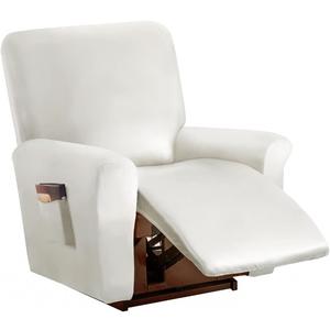 vctops 4 Pieces Waterproof Faux PU Leather Recliner Slipcovers Stretch Soft Sofa Couch Cover Anti-Slip Furniture Protector with Elastic Bottom for Kids Cats Dogs(White,1 Seat)