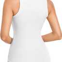 SIMIYA Tank Tops for Women Ribbed Sleeveless Racerback Summer Basic Cami Top Shirt Round High Neck Slim Fitted Blouses (White)