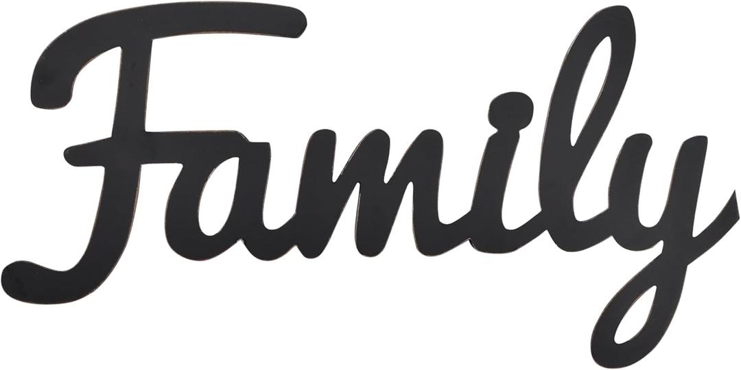 Farmhouse Family Wall Decor Sign for Home Decor Wall Rustic Decorative Wooden Cutout Word Family Sign Black Wall Plaque Block Living Room Decor 23x11.5 inches