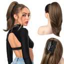 NTYNTY Ponytail Extension  16 Claw Clip in Ponytail Hair Extensions Natural Soft Synthetic High Pony Tail Hairpieces for Women (Light Brown, 16 inch)