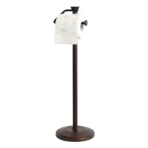 ZCCZ Toilet Paper Holder Stand, Freestanding Tissue Roll Dispenser with Reserve Storage, Bathroom Organizer for 5 Mega Rolls, Oil Rubbed Bronze Finish, Space-Saving Design for Modern Home Décor