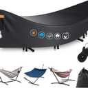 Hammock Cover Waterproof,Heavy Duty 420D Hammock Stand Covers for Outdoor,Breathable Dust Protector with 2 Air Vents,3 Windproof BucklesUniversal Cover Fits for 11-12ft Stand,All-weather Protection