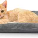 Outdoor Heated Cat Bed, Soft Pet Heating Pad with Steel-Wrapped Cord, Outside Pet Warmer for Feral Cats and Dogs, 15.7" x 11.8", 30 Watts (Gray)