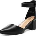 DREAM PAIRS ANNEE Pointed Toe Low Chunky Heels Pump Shoes Black Size 6