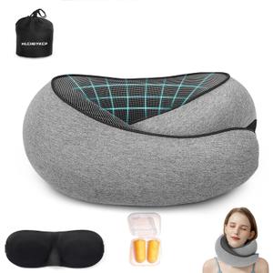 2025 New Travel Pillow, Travel Neck Pillows for Airplane, Comfortable Neck Pillow Airplane, Memory Foam Travel Pillow Neck Pillow for Traveling, Offices and Cars, Grey
