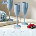 LEYIQU Blue Plastic Champagne Flutes 24pcs Unbreakable Wine Glasses