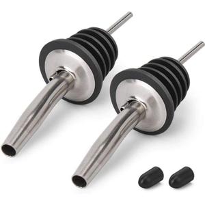 2PCS Stainless Steel Pourers, Speed Liquor Bottle Pourer, Olive Oil and Vinegar Tapered Stopper Spout, Suitable for About 3/4" Bottle Mouth, Olive Oil Spout with Sealed Dust Caps