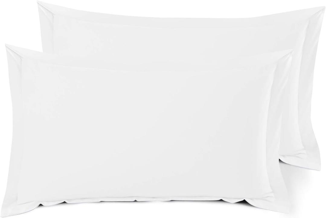 Nestl Soft Pillow Shams Set of 2 - Double Brushed Microfiber Pillow Covers - Hotel Style Premium Bed Pillow Cases, with 1.5 Decorative Flange, King 20"x36" - White (01 - White)