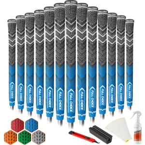 Cross Corded Golf Grips 13 Pack, Low Taper Design, Choose from 13 Grips or 13 Grips with All Kits, 3 Sizes 5 Colors Options, Multi-compound Hybrid Golf Club Grips, CG01 Series