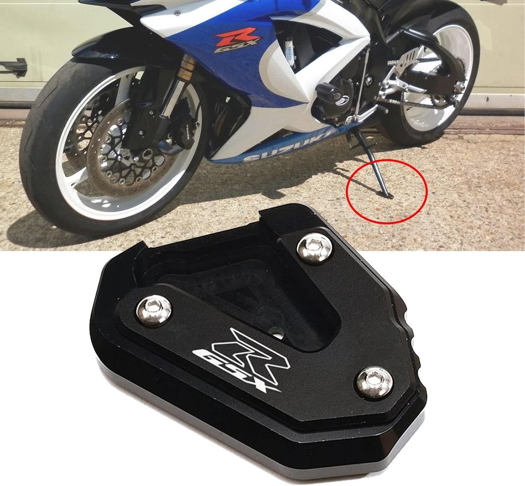 MOWOK Kickstand For Suzuki GSX-R 600 GSX-R 750 GSX-R 1000 R/X GSXR1000 2009-2023 Motorcycle CNC Extension Pad Support Plate Foot Side Stand