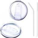 12 oz Press-in replacement lid - Compatible with swig121822 oz Tumbler lid. Pack of 2.(Included 1 straws and 1 Straw brush)
