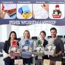 Tenceur 24 Set Empty Baskets for Team Appreciation Gifts - Bulk Gift Basket Kit with Pull Bows & Plastic Bags DIY Cardboard Tray for Team Employee Teacher Coworker Nurse Present(Chic,Morandi)