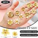 Hotop 60 Pcs Graduation Cap Gold Flower Embellishments Faux Mini Flowers Flat Back Decorations for Grad Cap Topper DIY Craft Art Decor