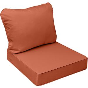 AAAAAcessories Outdoor Seat Cushions for Chairs, Fade-Resistant, Waterproof Patio Furniture Replacement Cushions, 25.5" x 25.5" x 5" + 25.5" x 19", Rust