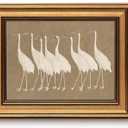 InSimSea Gold Framed Canvas Wall Art, Vintage Wall Decor for Bathroom, Cranes Animals Paintings Farmhouse Decor Aesthetic, Small Minimalist Prints for Bedroom Living Room Shelf Gift, 8x10inch