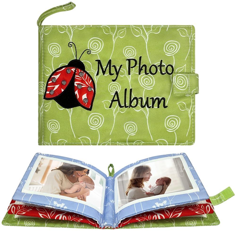 Baby Soft Photo Albums My First Family Album Soft Cloth Baby Photo Book My First Family Photo Album -Soft Cloth,Baby Safe,Holds 4x6 Photo Album (Green)