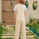 Haloumoning Girls Jumpsuits Kids Fashion Sleeveless Wide Leg Loose Romper with Pockets One Piece Summer Outfits