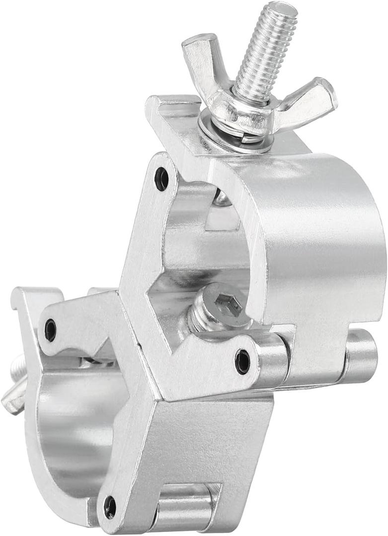 uxcell Light Truss Clamps, Aluminum Alloy Stage Lighting Pipe O Clamp for 1.18-1.42inch OD Tube Max Load 150lb Double Buckle, 1Pcs (Silver)