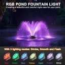 KARTOOSH RGB Pond Fountain Aerator, 15000 GPH 750W 1 HP Stainless Steel Floating Fountain Pump with 100 FT Power Cord, Fully Automatic Powerful Aerating Fountain for Small Large Ponds Lake