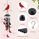 Cardinal Wind Chimes for Outside, Black Metal Windchimes Outdoors, Cardinals Gifts for Women/Men, Garden/Yard Decor, Memorial/Birthday Gifts for Grandma/Mom, Durable Chimes for Outdoors