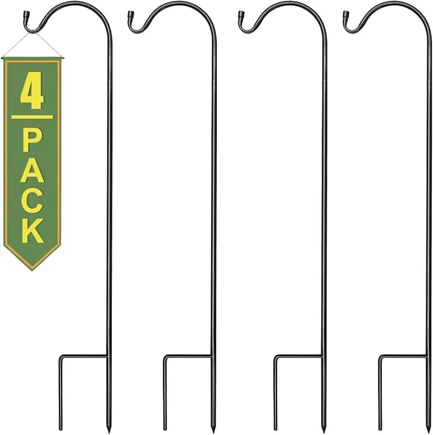 Sorbus® Shepherd's Hooks - Set of 4 Extendable Garden Planter Stakes for Bird Feeders, Outdoor Décor, Plants, Lights, Lanterns, Flower Baskets, and More! Heavy Duty - Up to 6.5 Lbs. (4 Pack)
