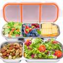 2Pack Stainless Steel Snack Containers, Double/Three Compartment Sauce Cups,Reusable Condiment Box with Lids, Divided Food Storage Containers for School, Home, Travel (2 Compartment + 3 Compartment)