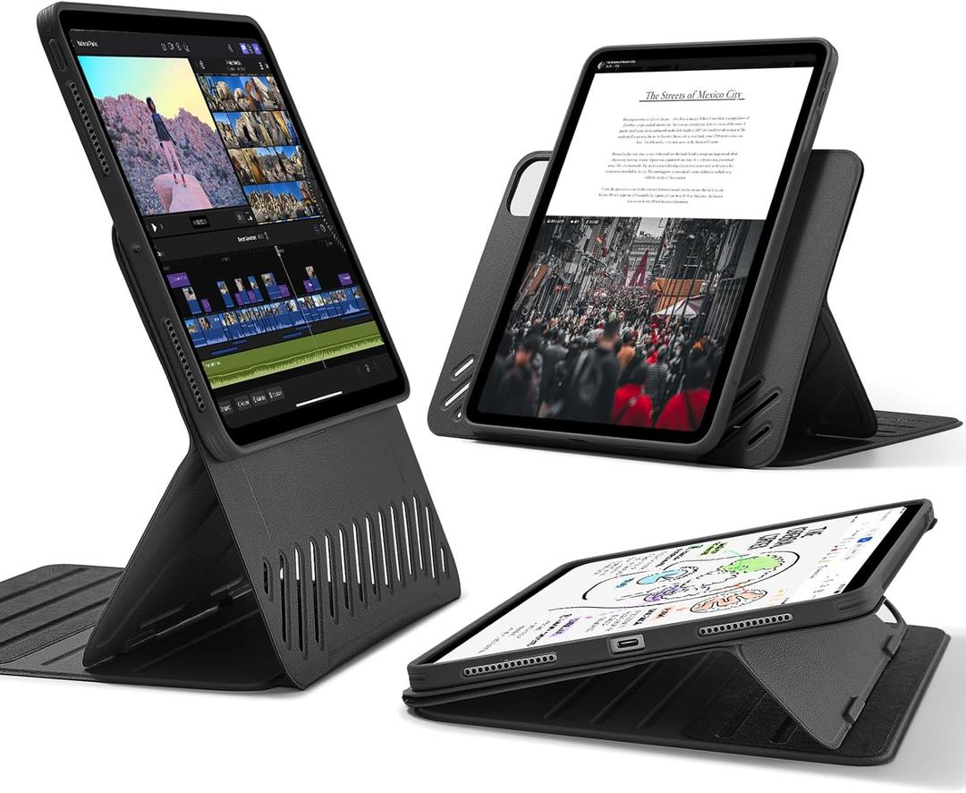 ESR for iPad Pro 11 Inch Case (M4) 2024 5th Gen, Rotating Case with Removable Magnetic Cover, Adjustable Portrait/Landscape Stand with Raised Screen View, 9 Standing Angles, Shift Series, Black