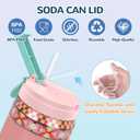 4 Pack Soda Can Lids with Straw, 4 Color Can Covers for Soda with Reusable BPA-Free, Can Lid Built w/ 3 Sizes Fits for S/M/L Sizes, Can Lids Soda w/Straw Brush Cans for Seltzer, Beer, Juice, Seltzer