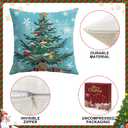 Artscope Christmas Tree Snowman Throw Pillow Covers 16x16 Inch Set of 4, Let It Snow Holly Jolly Winter Hoilday Christmas Decoration Pillow Cases for Home Sofa Couch Decor-Blue