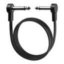 24 Inch Guitar Patch Cables, 1/4" TS Right Angle Effect Pedal Flat Cables (Black)