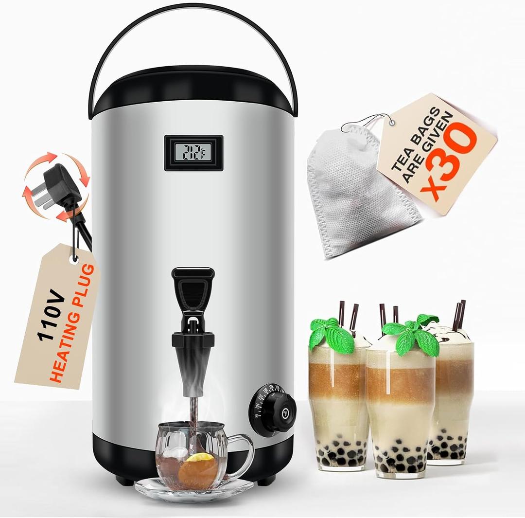 Insulated Beverage Dispenser-WITH HEATING,75 Cup Hot Drink Beverage for Catering-Stainless Steel Hot Beverage Dispenser 12 L/3.2 Gallon Hot Coffee Dispenser with Spigot for tea, Water,(silver)