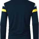 HOOD CREW Men’s Long Sleeve Polo Shirt Casual Slim Fit Shirts Contrast Color Patchwork T Shirts Cotton Tops (XL)