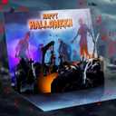 D24TIME Musical Halloween Card - Spooky Music & Lights 3D Zombie Graveyard Halloween Pop up Cards with Horror Sound, Envelope Included