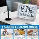 Atomic Clock, 10" Digital Clock Large Display, Wall Clocks Battery Operated with Backlight, Wireless Outdoor Sensor, Alarm Clock Indoor Outdoor Temp, 4 Time Zones, Auto DST, Clock for Bedroom (Sliver)